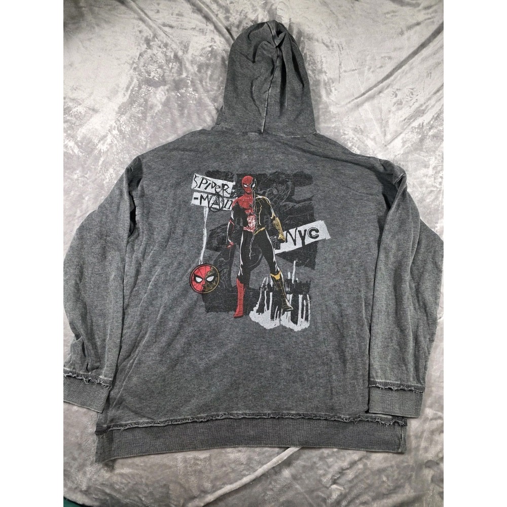 NWOT Disney Marvel Spiderman No Way‎ Home Hoodie Full Zip 2XL "Distressed Look"